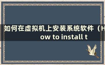 如何在虚拟机上安装系统软件（How to install the system on a virtual machine）